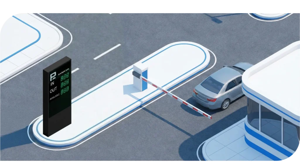 ป้ายแสดงจำนวนช่องจอดว่าง ในแต่ละชั้นหรือพื้นที่แบบเรียลไทม์
