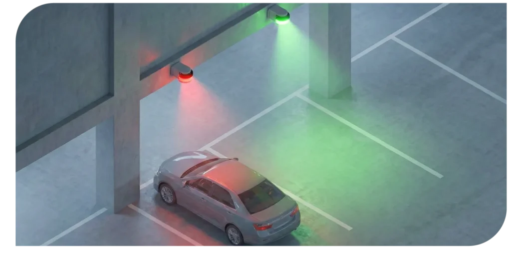 จะมีไฟ LED Ultrasonic แสดงสถานะช่องจอดตามช่องจอด